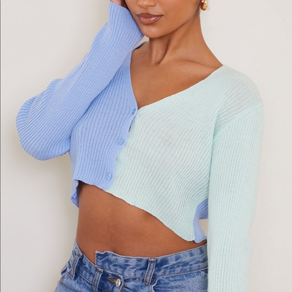 Pretty Little Thing Color Block Ribbed Cardigan